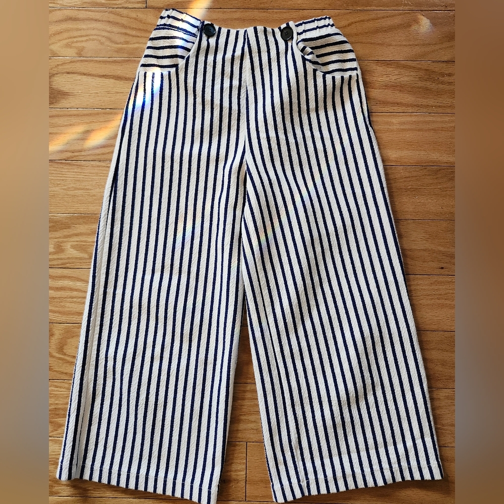 Zara Navy and White Striped Kids Pants
